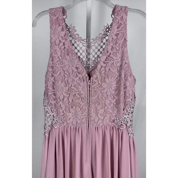City Studio Juniors Ladies Pink Illusion Tulip Long Evening Gown Dress Sz 15/XL - Picture 8 of 12